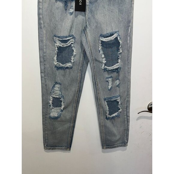NWT White Fox Blue Lets Bounce Disressed Boyfriend Jeans Women Size Small - Picture 4 of 13